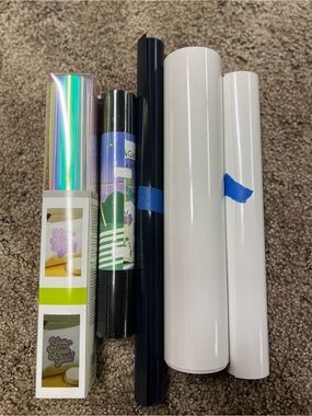 Assorted Craft Vinyl Rolls - White, Black, Holographic